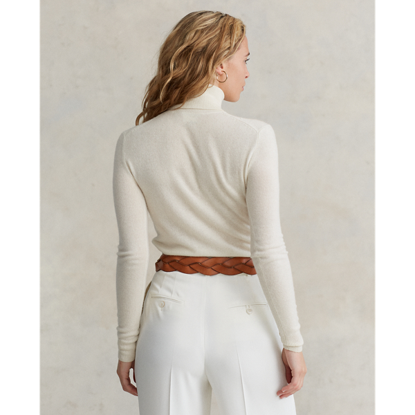 Parchment Cream Slim Fit Cashmere Turtleneck Jumper Polo Ralph Lauren 5
