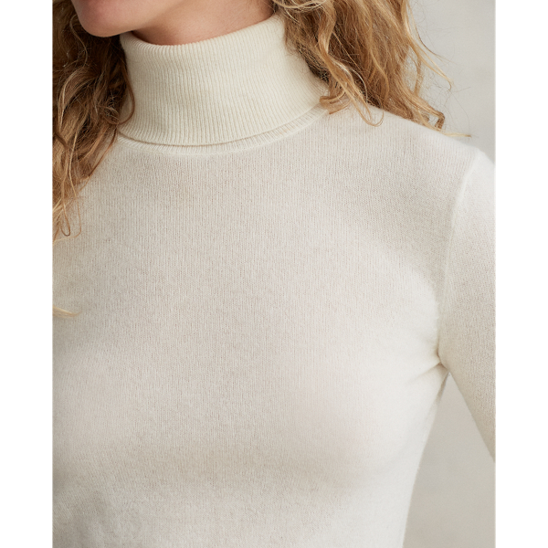 Parchment Cream Slim Fit Cashmere Turtleneck Jumper Polo Ralph Lauren 6