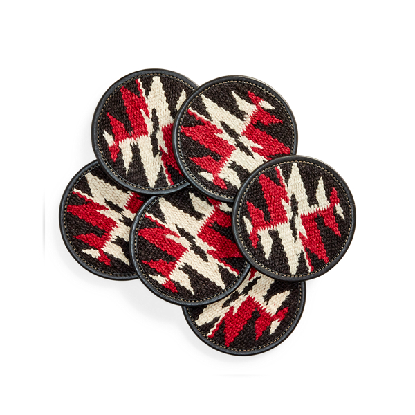 Black/Red/Cream Handwoven Coaster Set RRL 2