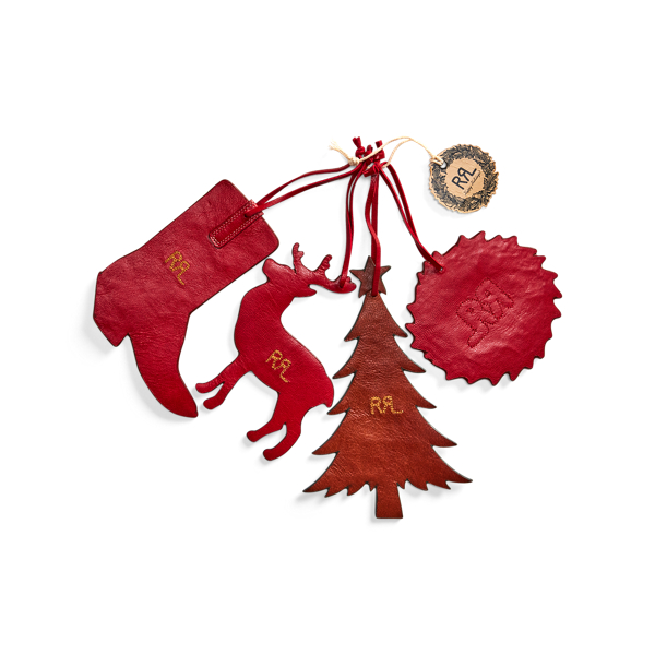 Brown Multi Leather Ornament 4-Piece Set RRL 2