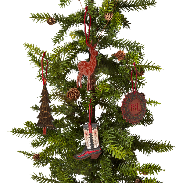 Brown Multi Leather Ornament 4-Piece Set RRL 3