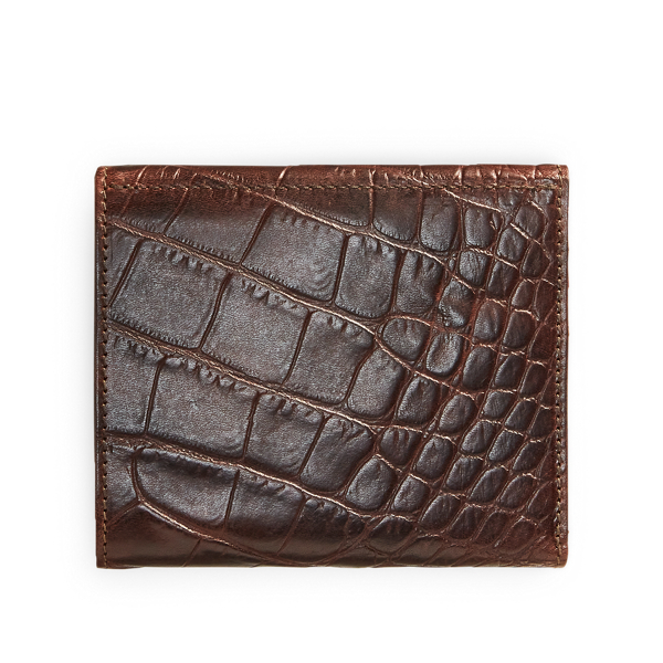 Black Crocodile-Embossed Leather Wallet RRL 2