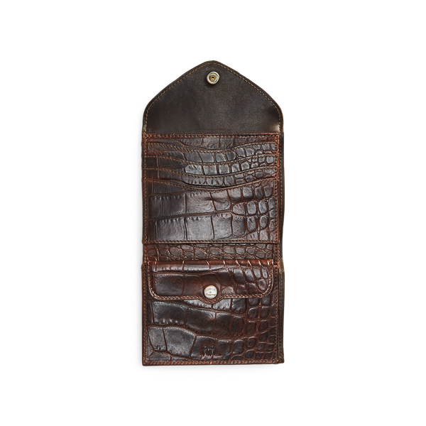 Black Crocodile-Embossed Leather Wallet RRL 3