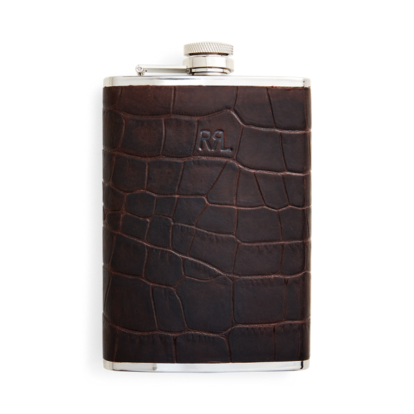 Crocodile-Embossed Leather Flask