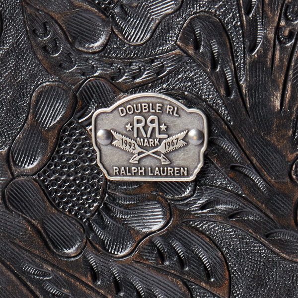 Black Hand-Tooled Leather Boot Jack RRL 3