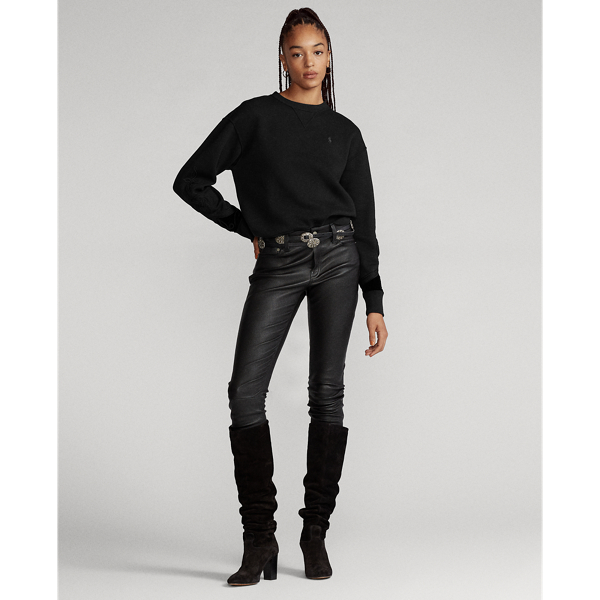 Black Soutache-Trim Fleece Sweatshirt Polo Ralph Lauren 4