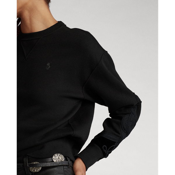 Black Soutache-Trim Fleece Sweatshirt Polo Ralph Lauren 6