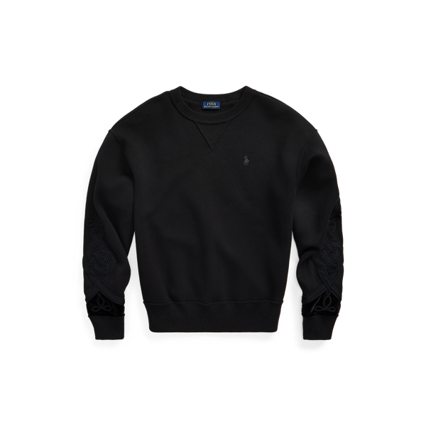 Black Soutache-Trim Fleece Sweatshirt Polo Ralph Lauren 2