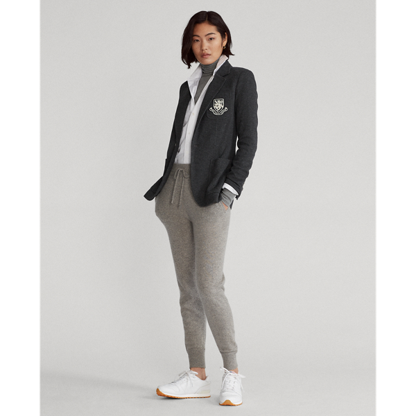 Onyx Heather Crest-Patch Cotton-Blend Blazer Polo Ralph Lauren 4