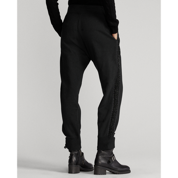 Black Beaded-Trim Fleece Jogger Polo Ralph Lauren 5