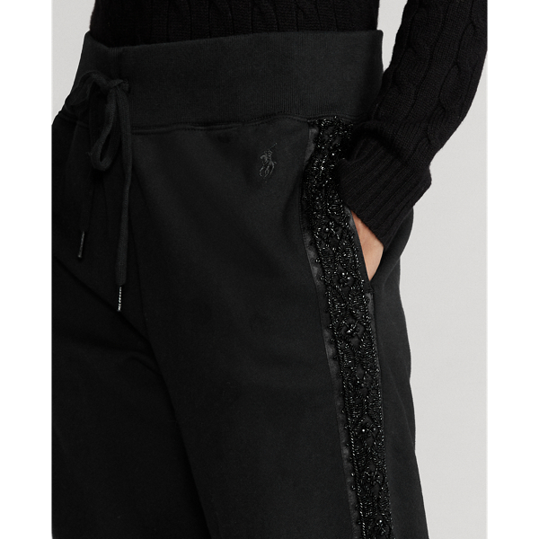 Black Beaded-Trim Fleece Jogger Polo Ralph Lauren 6