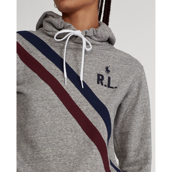 Dark Vintage Heather Graphic-Stripe Fleece Hoodie Polo Ralph Lauren 7