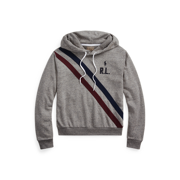 Dark Vintage Heather Graphic-Stripe Fleece Hoodie Polo Ralph Lauren 2