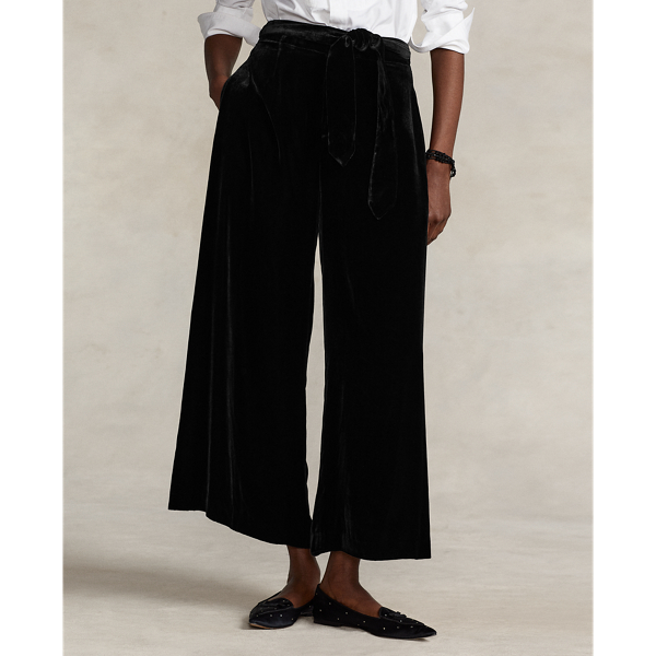 Gauchohose aus Samt mit Schn&uuml;rung vorne Polo Ralph Lauren in Schwarz 4