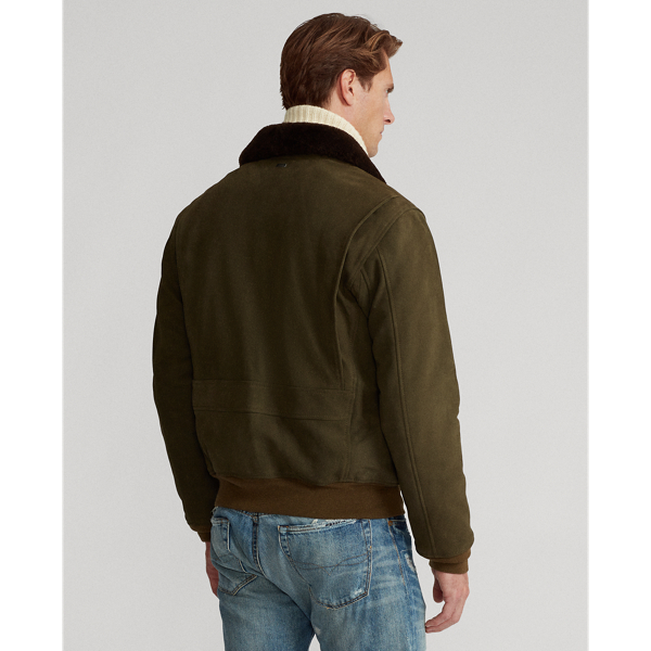 Botanic Green Nubuck-Shearling Bomber Jacket Polo Ralph Lauren 5
