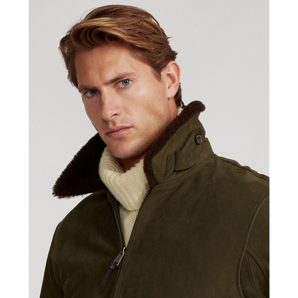 Botanic Green Nubuck-Shearling Bomber Jacket Polo Ralph Lauren 6