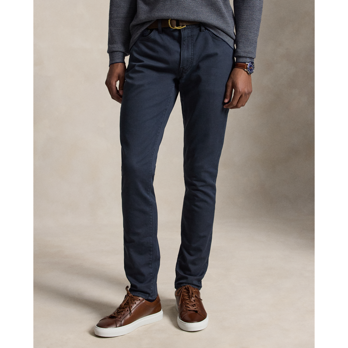 Мужские брюки Polo Ralph Lauren Sullivan Slim Knitlike Chino, цвет: Тёмно-синий — фото 1
