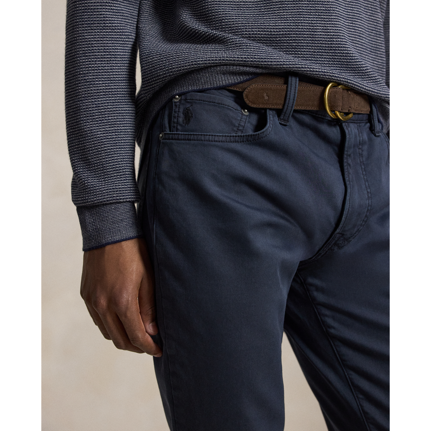 Мужские брюки Polo Ralph Lauren Sullivan Slim Knitlike Chino, цвет: Тёмно-синий — фото 3