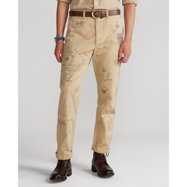 Pantalon chino graphique d&eacute;contract&eacute; Polo Ralph Lauren en Sable d&eacute;sert/marine brita 4