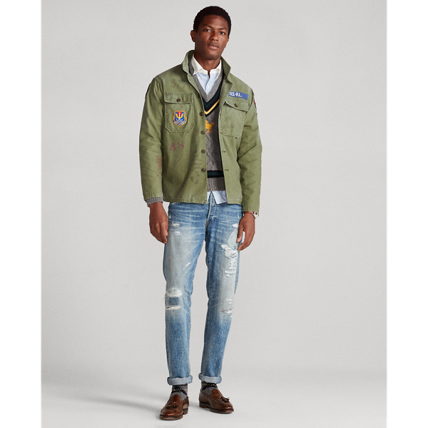 Olive Multi Cotton Satin Utility Overshirt Polo Ralph Lauren 4