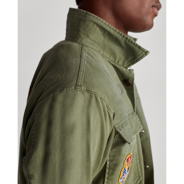 Olive Multi Cotton Satin Utility Overshirt Polo Ralph Lauren 5