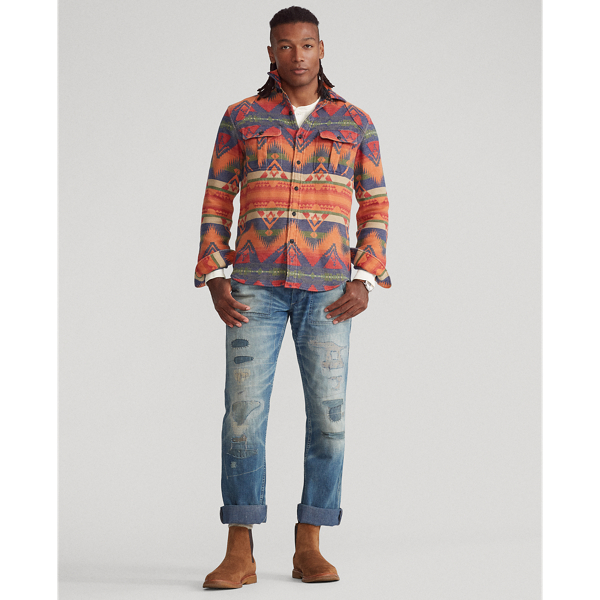 Red/Orange Multi Classic Fit Southwestern Jacquard Shirt Polo Ralph Lauren 4