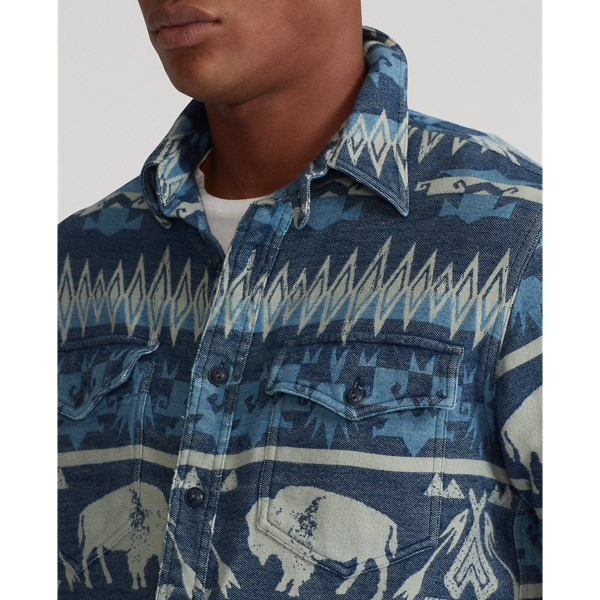 Navy/White Multi Classic Fit Southwestern Jacquard Shirt Polo Ralph Lauren 6