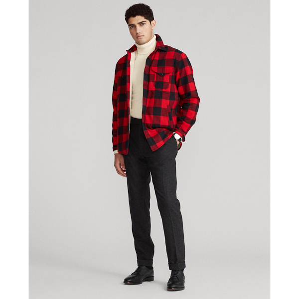 Red/Black Fleece-Lined Plaid Flannel Overshirt Polo Ralph Lauren 4