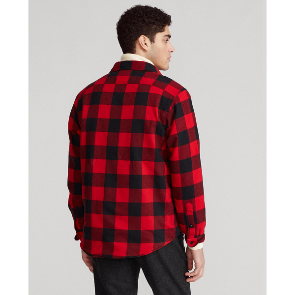 Red/Black Fleece-Lined Plaid Flannel Overshirt Polo Ralph Lauren 5