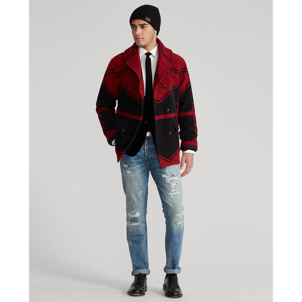Red &amp; Black Multi Wool-Blend Cardigan Coat Polo Ralph Lauren 4