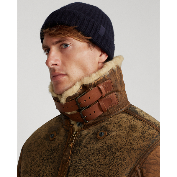 Brown Earth Leather-Trim Shearling Flight Jacket Polo Ralph Lauren 6