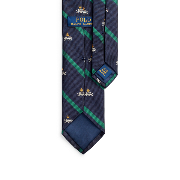 Navy/ Green Striped Silk Narrow Club Tie Polo Ralph Lauren 2
