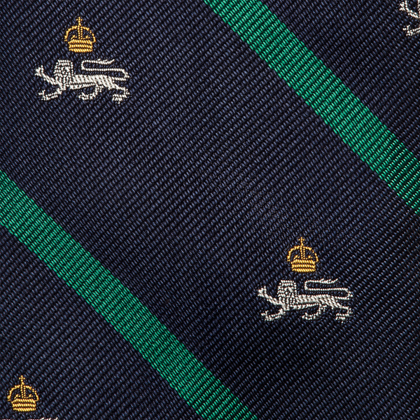 Navy/ Green Striped Silk Narrow Club Tie Polo Ralph Lauren 3
