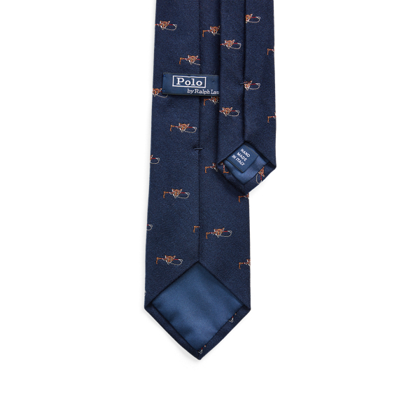 Navy Fox &amp; Crop Wool-Silk Tie Polo Ralph Lauren 2