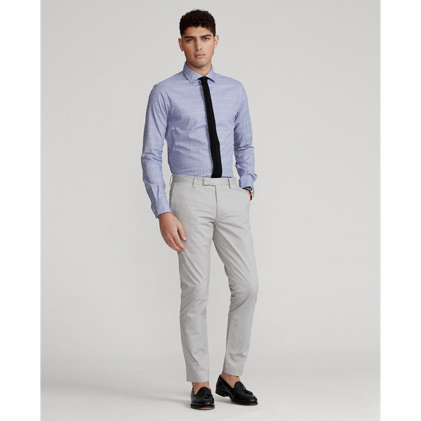 Ocean Blue/White Custom Fit Glen Plaid Poplin Shirt Polo Ralph Lauren 3