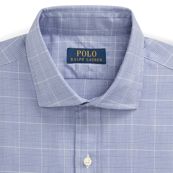 Ocean Blue/White Custom Fit Glen Plaid Poplin Shirt Polo Ralph Lauren 6