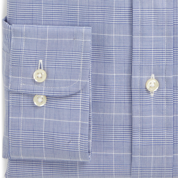 Ocean Blue/White Custom Fit Glen Plaid Poplin Shirt Polo Ralph Lauren 7