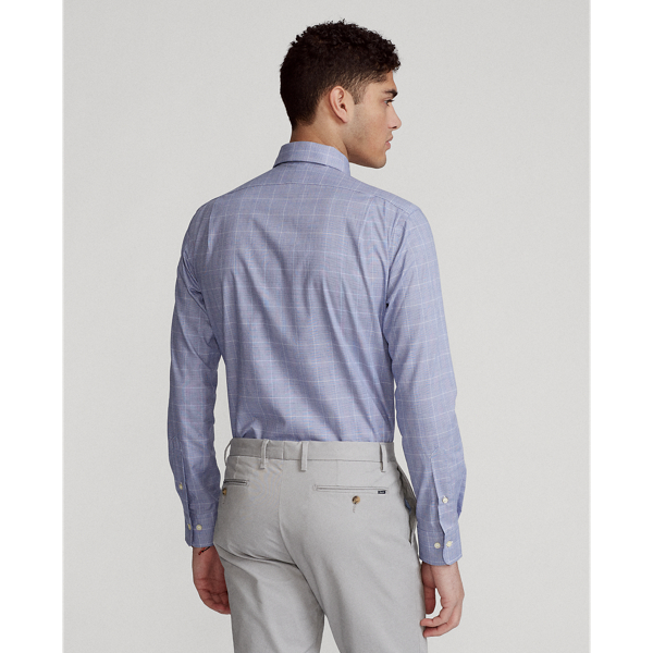 Ocean Blue/White Custom Fit Glen Plaid Poplin Shirt Polo Ralph Lauren 4