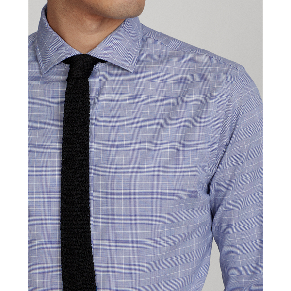 Ocean Blue/White Custom Fit Glen Plaid Poplin Shirt Polo Ralph Lauren 5