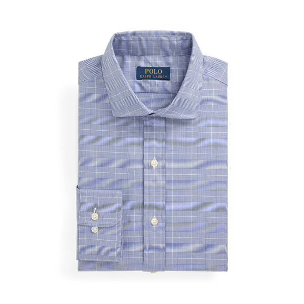 Ocean Blue/White Custom Fit Glen Plaid Poplin Shirt Polo Ralph Lauren 2