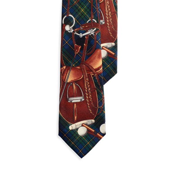 Saddle-Print Tartan Wool Tie
