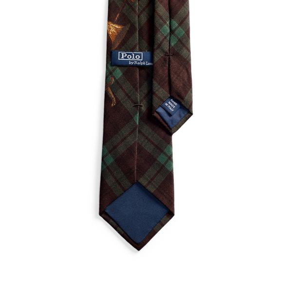 Brown/Green Multi Plaid Wool Graphic Tie Polo Ralph Lauren 2