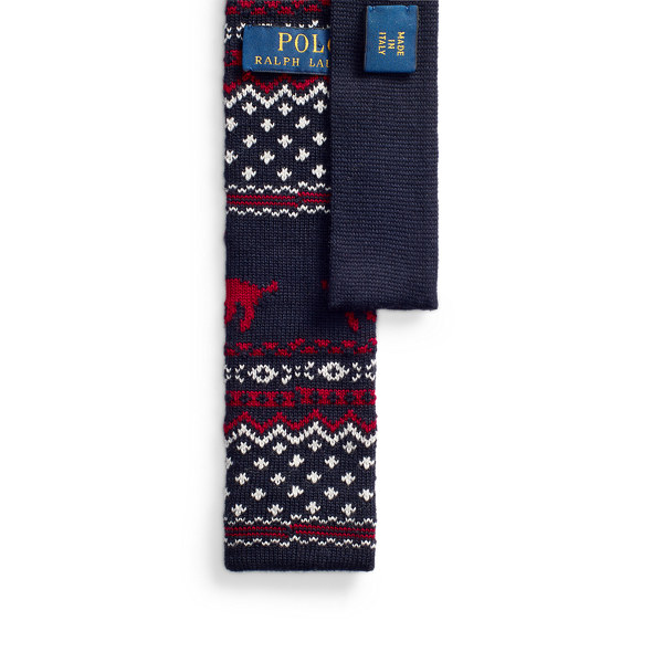Navy/Red Reindeer Knit Wool Tie Polo Ralph Lauren 2