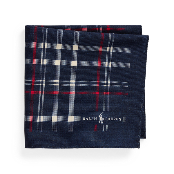Navy Multi Plaid Wool Pocket Square Polo Ralph Lauren 2