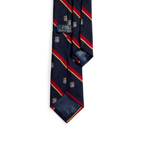 Navy/Red Wool-Silk Narrow Club Tie Polo Ralph Lauren 2