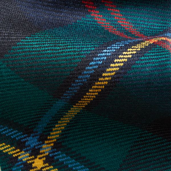 Green/Navy Multi Fringed Tartan Wool Tie Polo Ralph Lauren 3