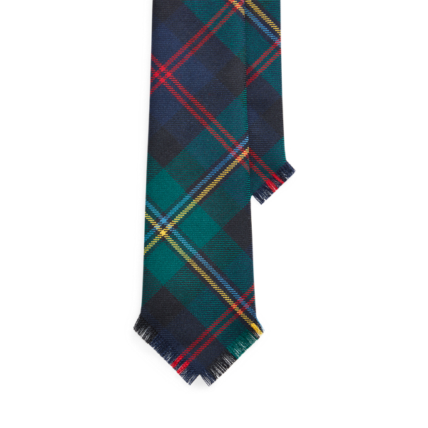 Fringed Tartan Wool Tie