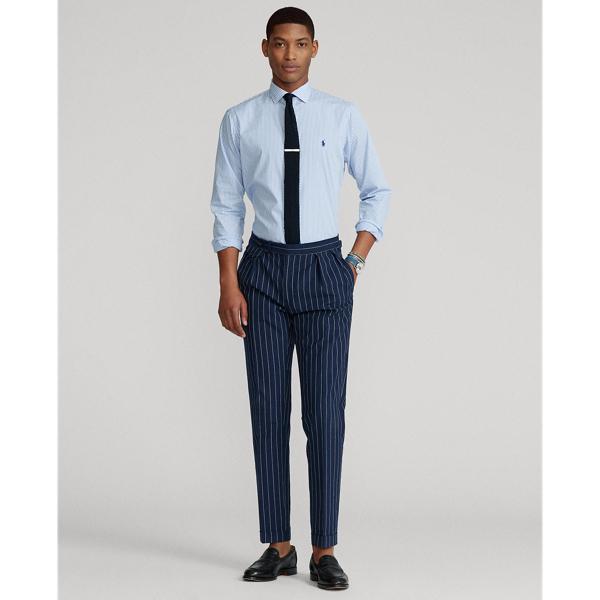 Light Blue/White Custom Fit Striped Poplin Shirt Polo Ralph Lauren 4