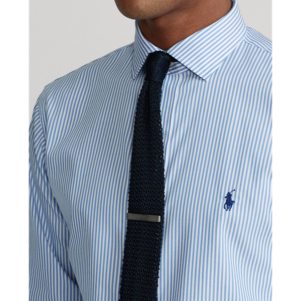 Light Blue/White Custom Fit Striped Poplin Shirt Polo Ralph Lauren 6