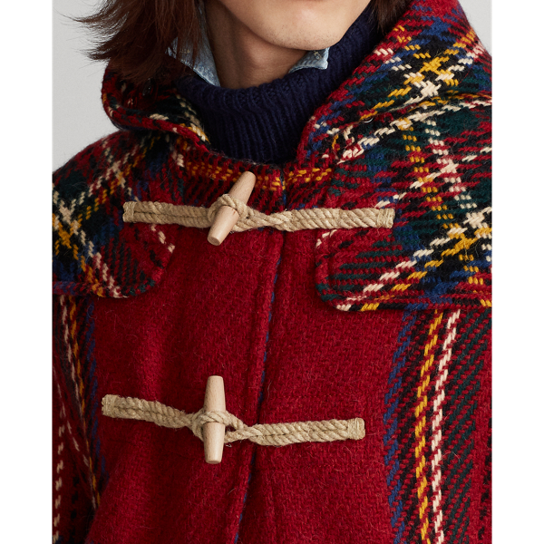 Red Tartan Tartan Wool Tweed Duffel Coat Polo Ralph Lauren 6